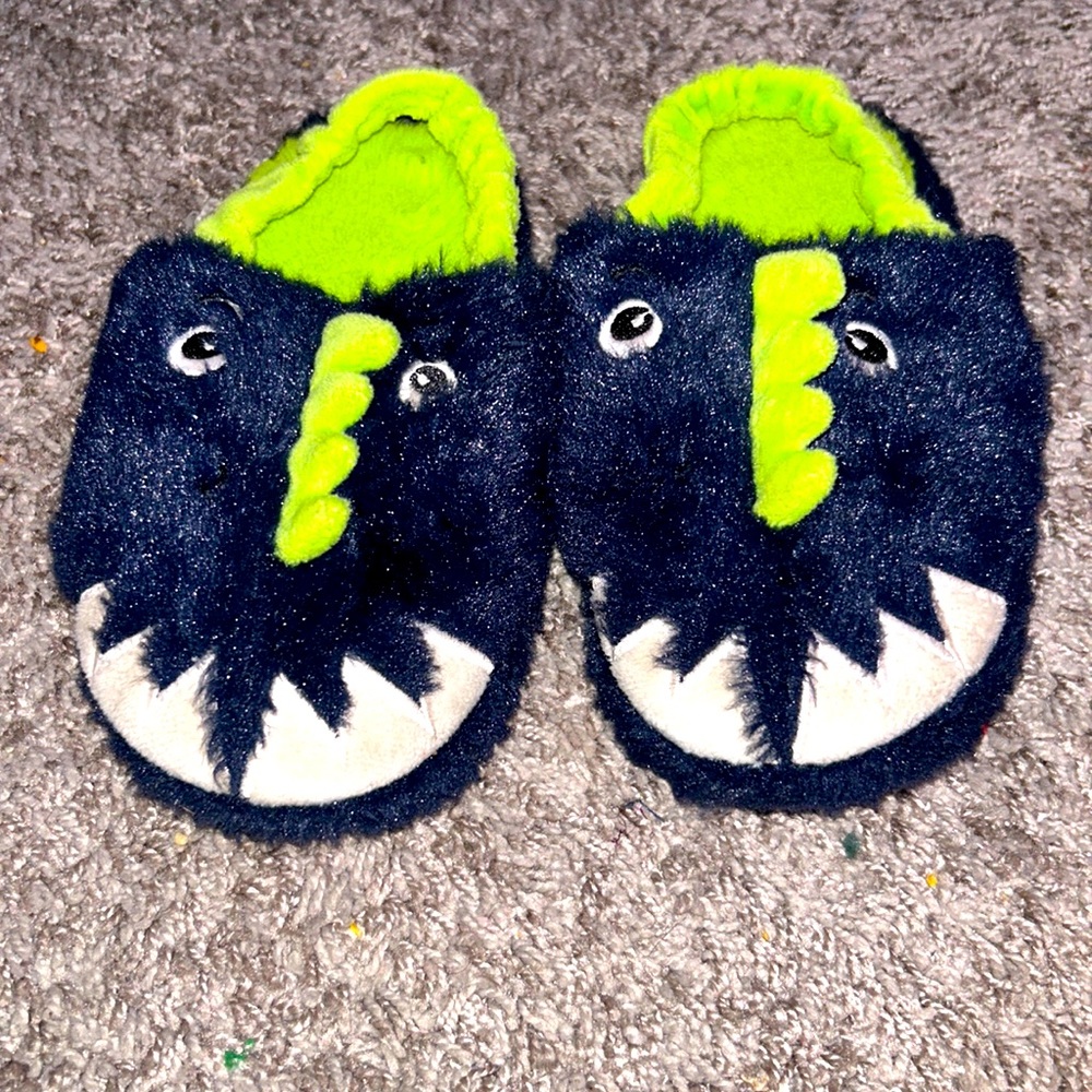 Fuzzy Dinosaur Slippers Slides
